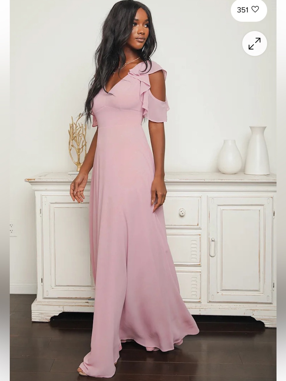 LULUS Marvelous Memories Dusty Lavender Rose Cold Shoulder Wedding Maxi